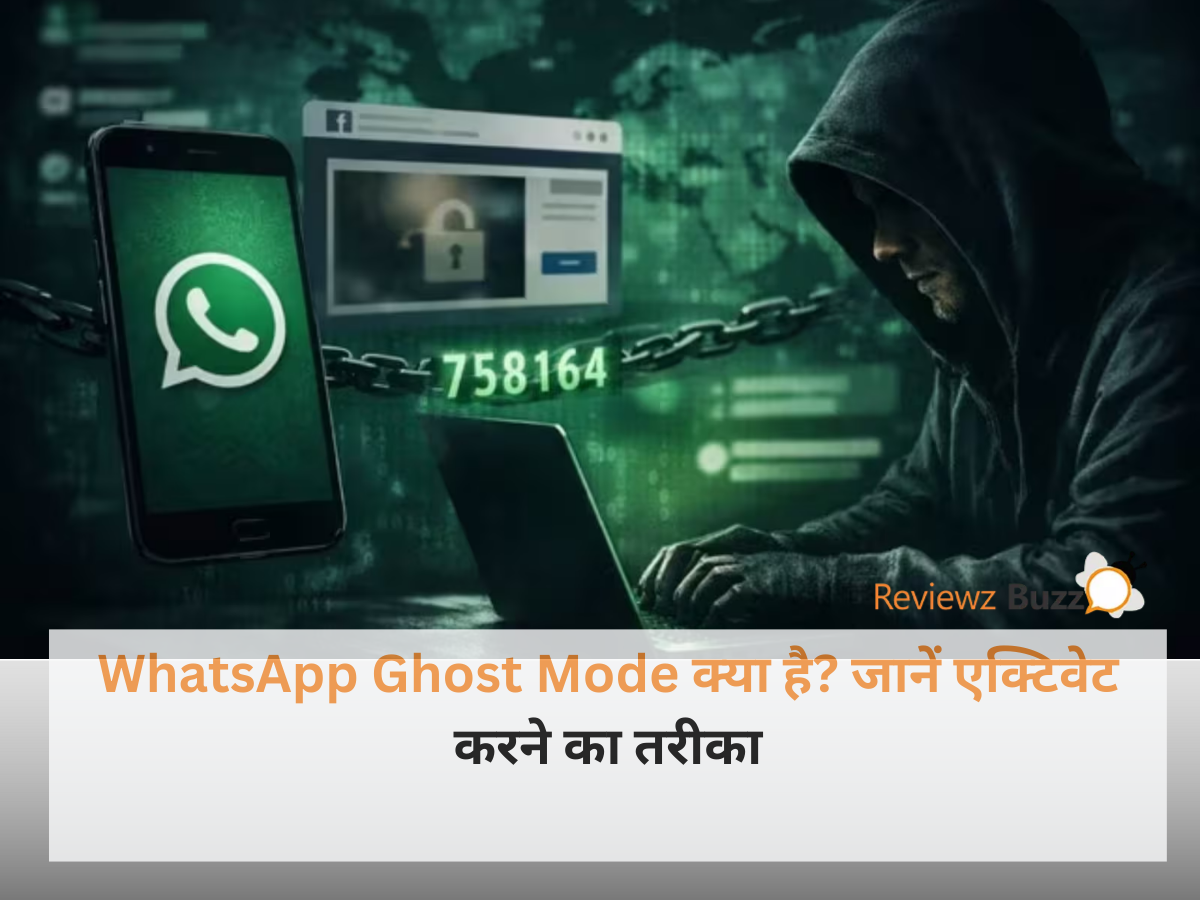 WhatsApp Ghost Mode activation settings guide in Hindi showcasing privacy features on a smartphone screen.