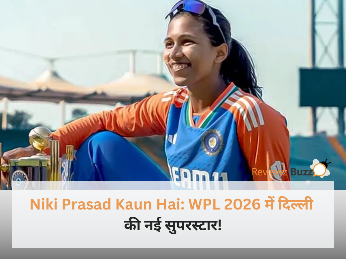 WPL 2026 मैच के दौरान दिल्ली कैपिटल्स की खिलाड़ी निकी प्रसाद बल्लेबाजी करते हुए।