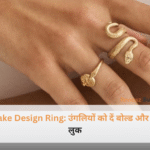 एक महिला की सुंदर उंगलियों में पहनी हुई हीरे और एंटीक सिल्वर फिनिश वाली शानदार Snake Design Ring का क्लोज-अप शॉट।
