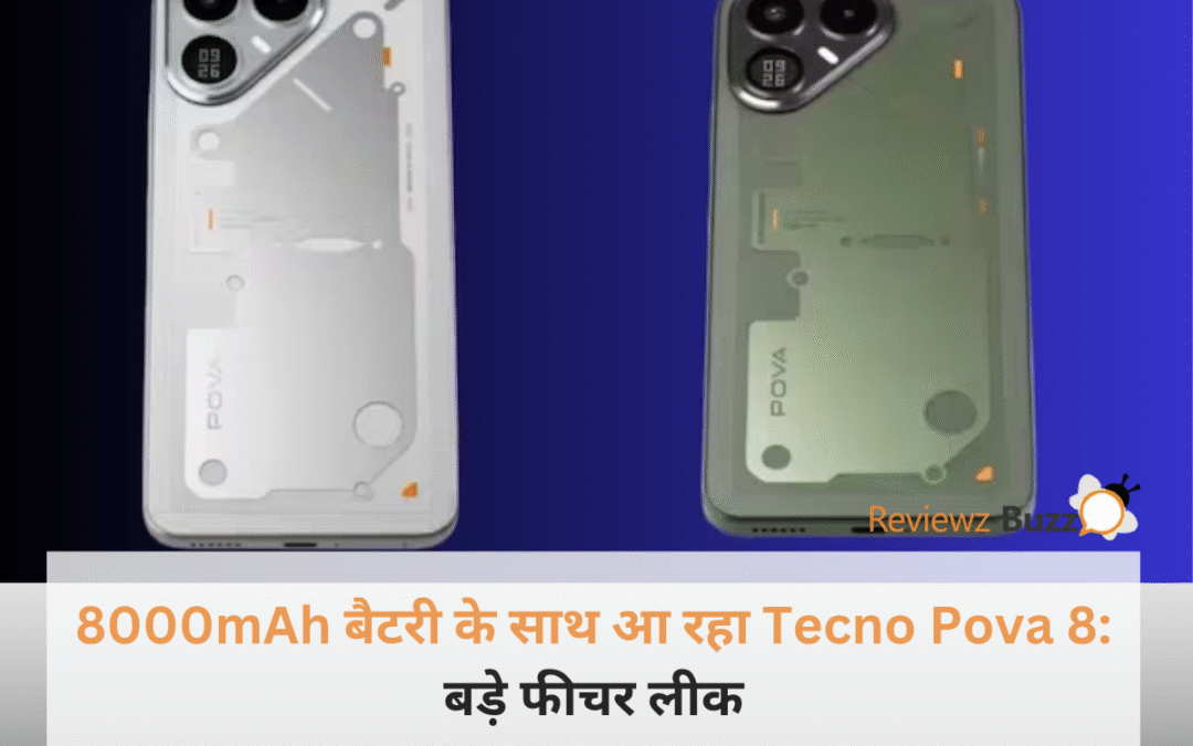 टेक्नो पोवा 8 स्मार्टफोन का धांसू रियर लुक जिसमें मैट्रिक्स स्टाइल डॉटेड कैमरा और मिलिट्री ग्रीन फिनिश है।